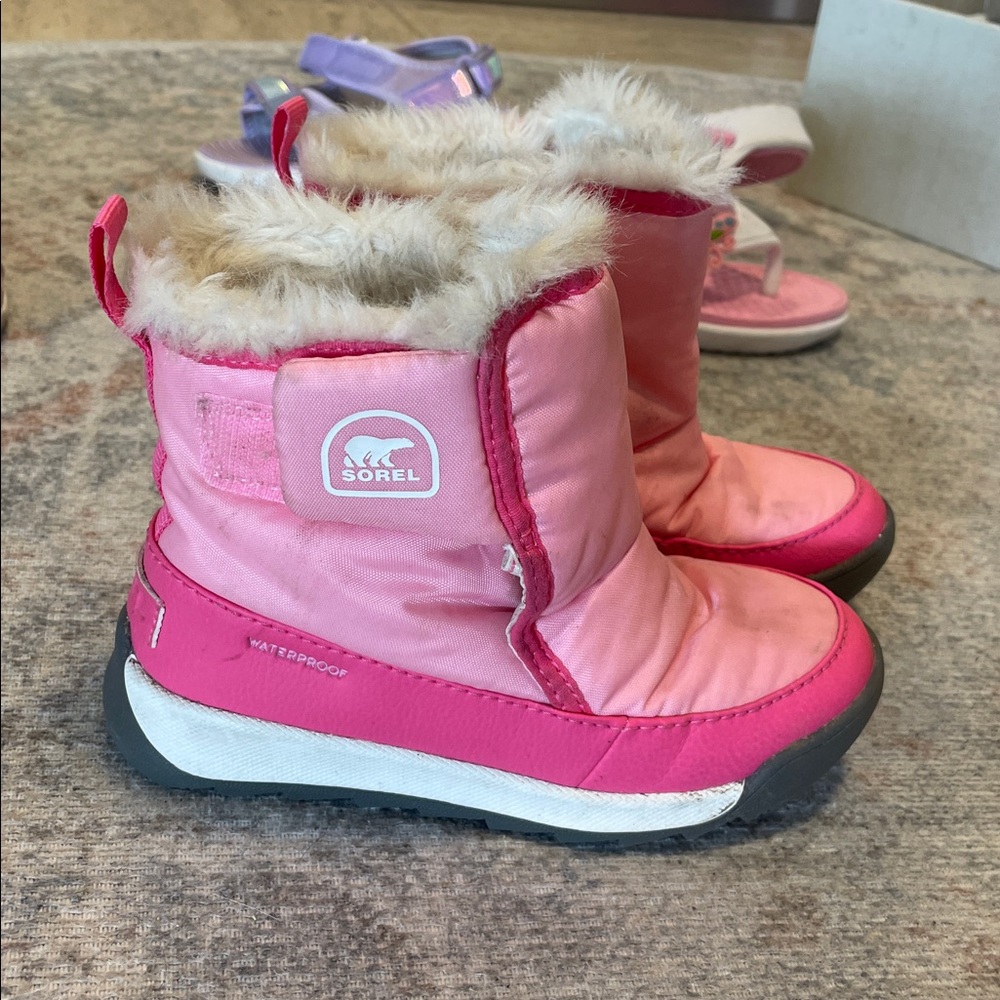 Sold. Sorel Pink Kids' Snow Boots with Faux Fur